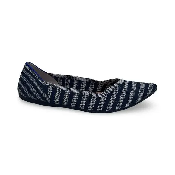 Rothys The Point Flats Womens Size 10 Blue Riviera Stripe Knit Pointed Toe - Picture 2 of 7